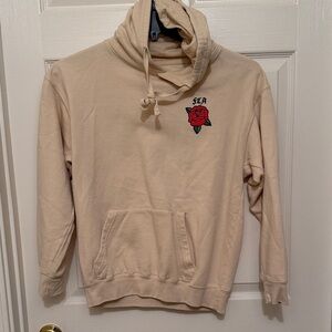 Beige Hoodie Unisex Medium LFA Franchise Los Angeles with cool design on back